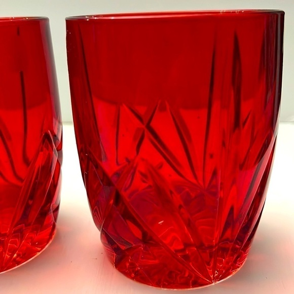 Vintage Heavy Ruby Red Flashed 12 ounce Glasses - Picture 3 of 8